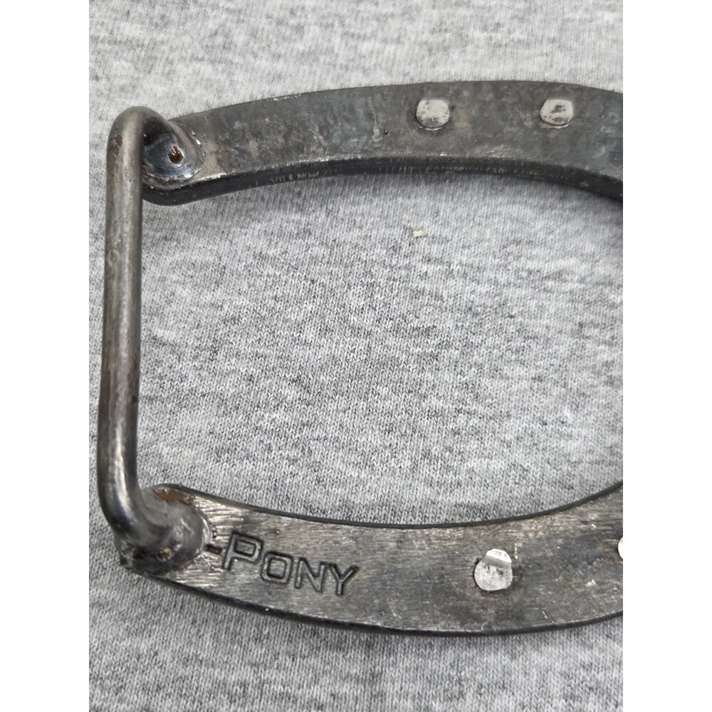 Vintage Blacksmith Pony Horseshoe Solid Metal Western Belt Buckle - Picture 9 of 12